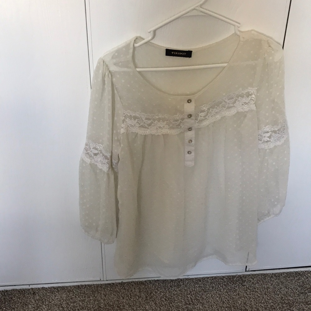 White lace peridot medium blouse tops